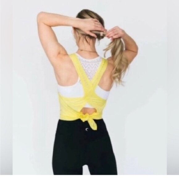 ZYIA Tops - Zyia Nimbus Lemon Yellow Split Back Tank Top